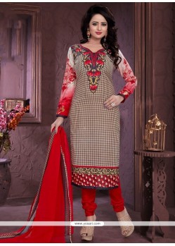 Majesty Cotton Red Churidar Suit