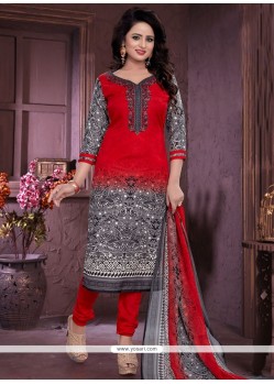 Distinctively Cotton Red Churidar Suit