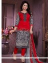 Distinctively Cotton Red Churidar Suit