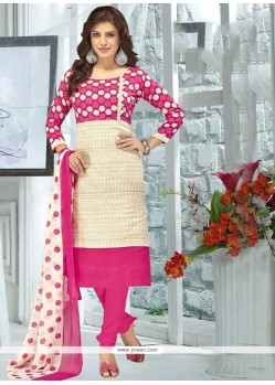 Classy Embroidered Work Cotton Churidar Suit