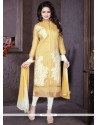 Cute Chanderi Off White Churidar Suit