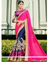 Nice Bamber Georgette Navy Blue Designer Half N Half Saree