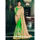 Picturesque Patch Border Work Green Designer Half N Half Saree