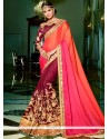 Thrilling Patch Border Work Art Silk Designer Half N Half Saree