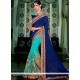 Sensational Satin Blue Designer Half N Half Saree