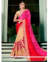 Vivacious Multi Colour Patch Border Work Designer Half N Half Saree