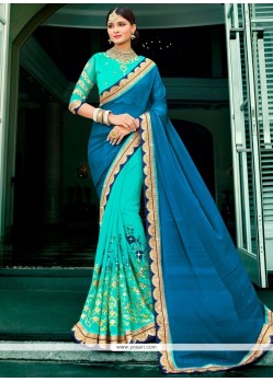 Snazzy Faux Chiffon Designer Half N Half Saree