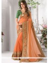 Immaculate Faux Chiffon Orange Designer Traditional Saree