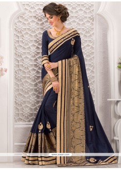 Gorgonize Art Silk Navy Blue Classic Designer Saree