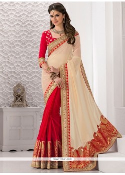 Beckoning Faux Chiffon Patch Border Work Designer Traditional Saree