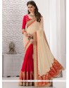 Beckoning Faux Chiffon Patch Border Work Designer Traditional Saree