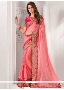 Paramount Chiffon Satin Embroidered Work Designer Traditional Saree