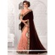 Perfect Embroidered Work Peach Classic Designer Saree