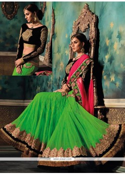 Fabulose Green Zari Work Lehenga Choli