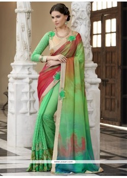 Entrancing Faux Chiffon Multi Colour Designer Traditional Saree