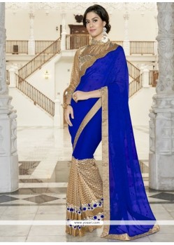 Lavish Faux Chiffon Blue Designer Traditional Saree