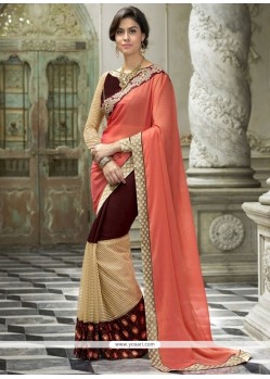 Amazing Georgette Brown Classic Designer Saree