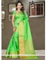 Innovative Weaving Work Green Designer Traditional Saree