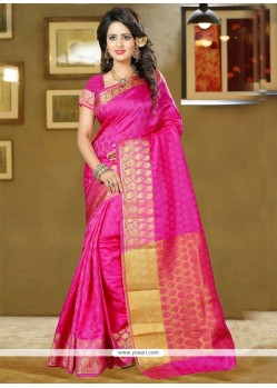 Tempting Weaving Work Hot Pink Art Silk Classic Designer Saree