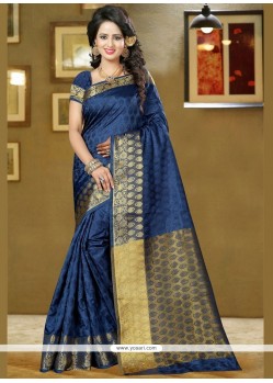 Navy Blue Weaving Work Art Silk Designer Traditional Saree