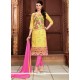 Intriguing Yellow Cotton Churidar Suit