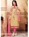 Intrinsic Embroidered Work Beige Cotton Churidar Suit