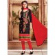 Mod Black Embroidered Work Cotton Churidar Suit