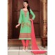 Divine Cotton Sea Green Embroidered Work Churidar Suit