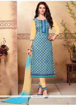 Breathtaking Cotton Embroidered Work Churidar Suit