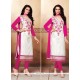 Piquant Embroidered Work Off White Cotton Churidar Suit