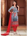 Mesmeric Cotton Embroidered Work Churidar Suit