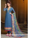 Stone Georgette Churidar Designer Suit In Blue