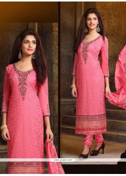 Mystic Rose Pink Georgette Churidar Designer Suit