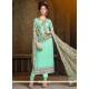 Energetic Turquoise Churidar Designer Suit