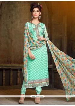 Energetic Turquoise Churidar Designer Suit