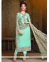 Energetic Turquoise Churidar Designer Suit