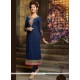 Wonderous Navy Blue Embroidered Work Georgette Churidar Designer Suit