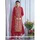 Pleasance Red Resham Work Churidar Designer Suit