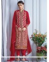 Pleasance Red Resham Work Churidar Designer Suit