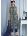 Classy Georgette Navy Blue Embroidered Work Churidar Designer Suit