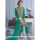 Elegant Resham Work Sea Green Georgette Churidar Designer Suit