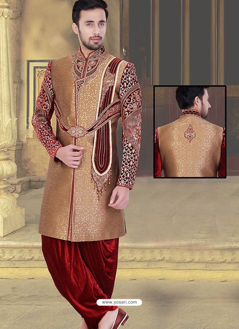 Groom dhoti style sherwani sale