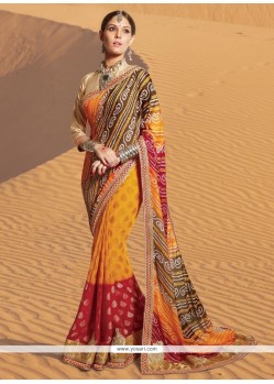 Exciting Georgette Lace Work Printed Saree
