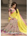 Enthralling Georgette Beige And Yellow Trendy Saree