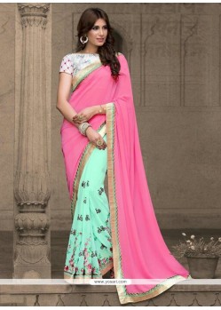 Superlative Embroidered Work Georgette Classic Saree