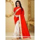 Blissful Embroidered Work Off White And Red Classic Saree