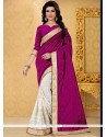 Ethnic Magenta And Off White Traditional Saree