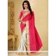 Sorcerous Hot Pink And Off White Traditional Saree