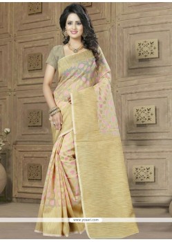 Sumptuous Banarasi Silk Beige Weaving Work Designer Traditional Saree
