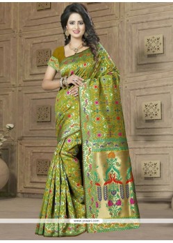 Pristine Green Weaving Work Banarasi Silk Designer Traditional Saree